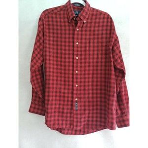 Men's Enro English Twill Red Plaid Shirt Med long sleeve Hong Kong